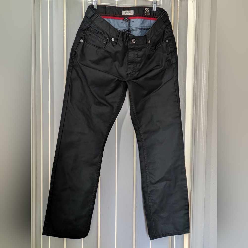 Antique Rivet Men's Straight Black Jeans 38 X 32 Wax Feel Antique River SS010